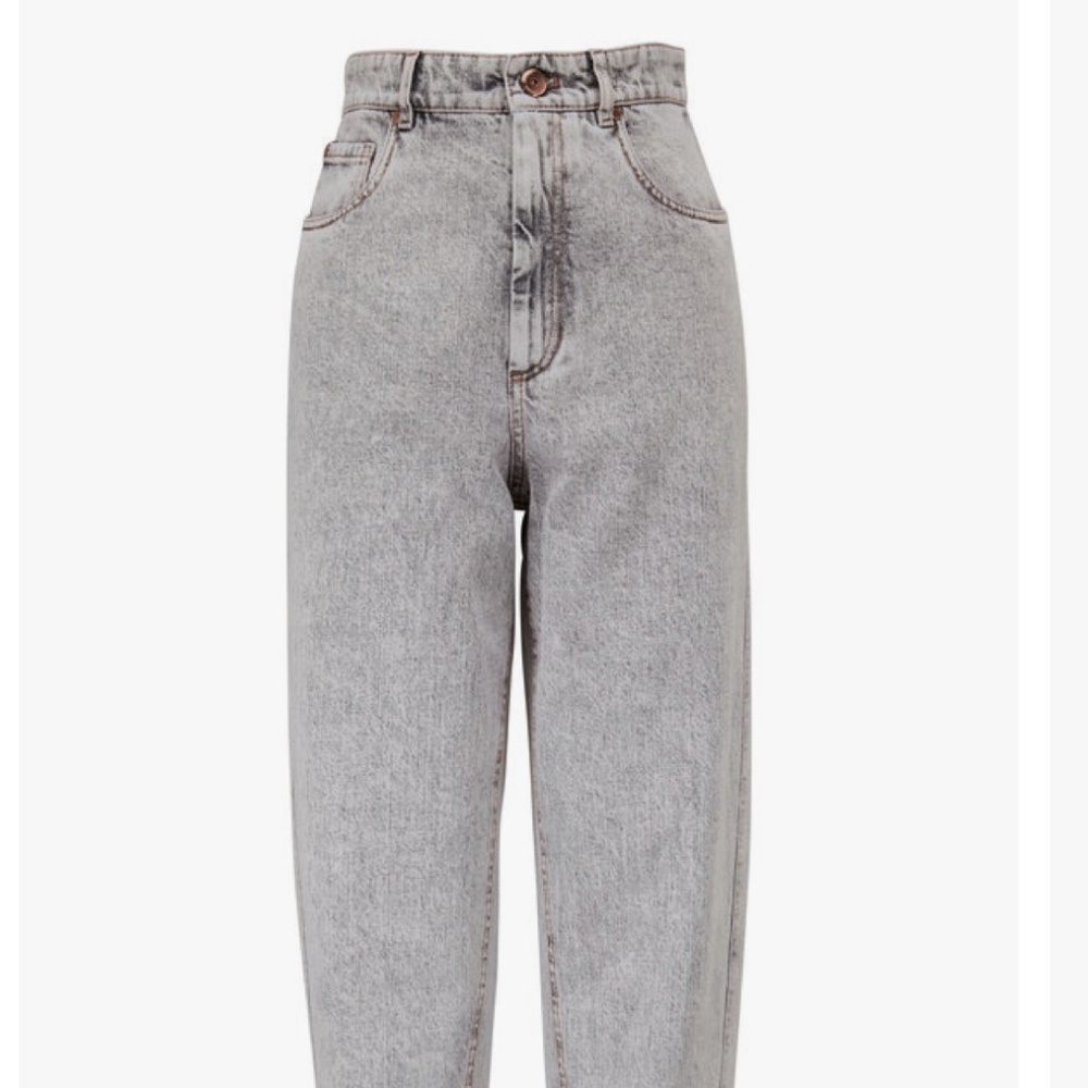 BRUNELLO CUCINELLI Gray Stonewash High-Rise Curved Jean